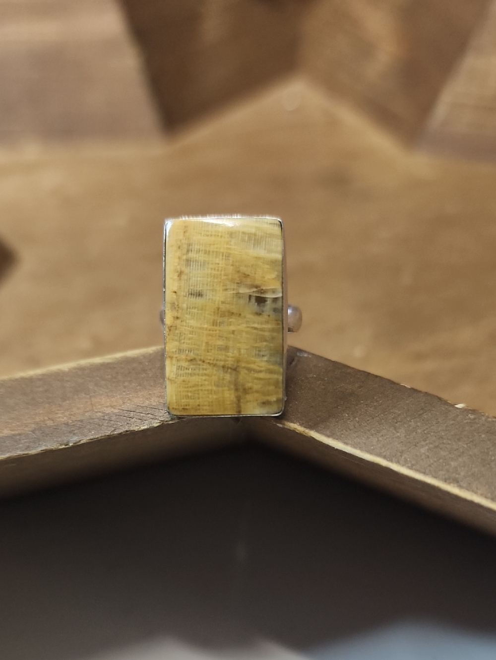 Rectangular Yellow Stone Ring